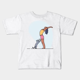 YOGA WITH CAT ILLUSTRATION Kids T-Shirt